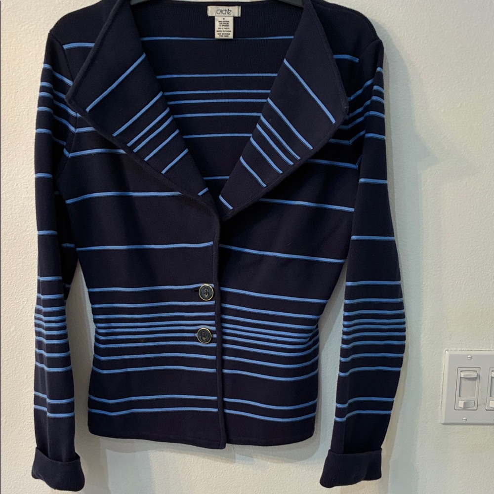 Cache Navy and Blue Knit Sweater